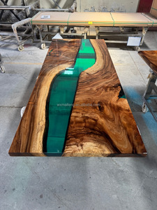 New Arrival Solid Walnut Wood Live Edge Coffee <strong>Dining</strong> Room <strong>Grey</strong> Color Island Restaurant Epoxy Resin Slab Kitchen <strong>Dining</strong> <strong>Table</strong> - Product Image 5