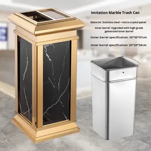 Poubelle d'hôtel écologique, bac commercial vertical <span class=keywords><strong>en</strong></span> acier inoxydable, <span class=keywords><strong>entrée</strong></span> d'ascenseur pour le couloir du hall, cendrier spécial pour - Product Image 6