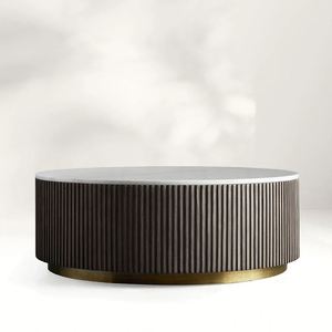 Mesa de Centro Redonda de Madera y Mármol Natural - Product Image 3