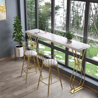 Comptoir de bar en bois massif pour la maison, idéal pour les salons de thé, table haute longue et étroite à poser contre le mur