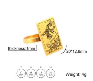 Anillo de oro con tarjeta de Tarot para mujer, sortija de boda Vintage de acero inoxidable, Horóscopo Vikingo, joyería - Product Image 2