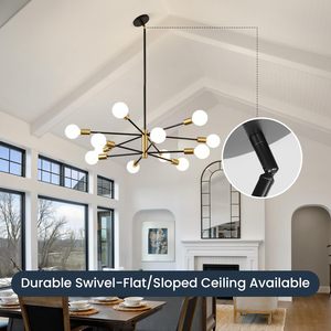 Modern Iron <strong>Sputnik</strong> Chandelier Ceiling <strong>Light</strong> <strong>Fixture</strong> 33.4" 12-<strong>Light</strong> Gold Black Height Adjustable Pendant Energy Saving 5-Year - Product Image 5