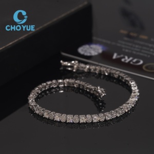 Exclusiva y Elegante Pulsera de Tenis con Diamantes de Moissanita VVS1 y Plata de Ley 925, Diseño de Racimo, Regalo para Mujer - Product Image 6