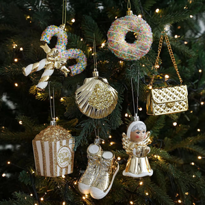 Wholesale Glitter Cartoon Pink <b>Plastic</b> Hanging Pendant Christmas Ornament <b>for</b> Holiday Xmas Trees and <b>Windows</b> Decoration - Product Image 5