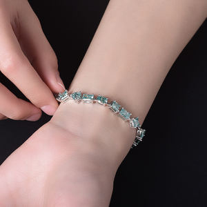 Nueva Colección de Joyería de Moda: Pulseras con Dijes de Moissanita, Corte Princesa, Cuadrado, Corazón, Esmeralda, Ovalado, Eslabones de Plata y Forma de Letra - Product Image 4