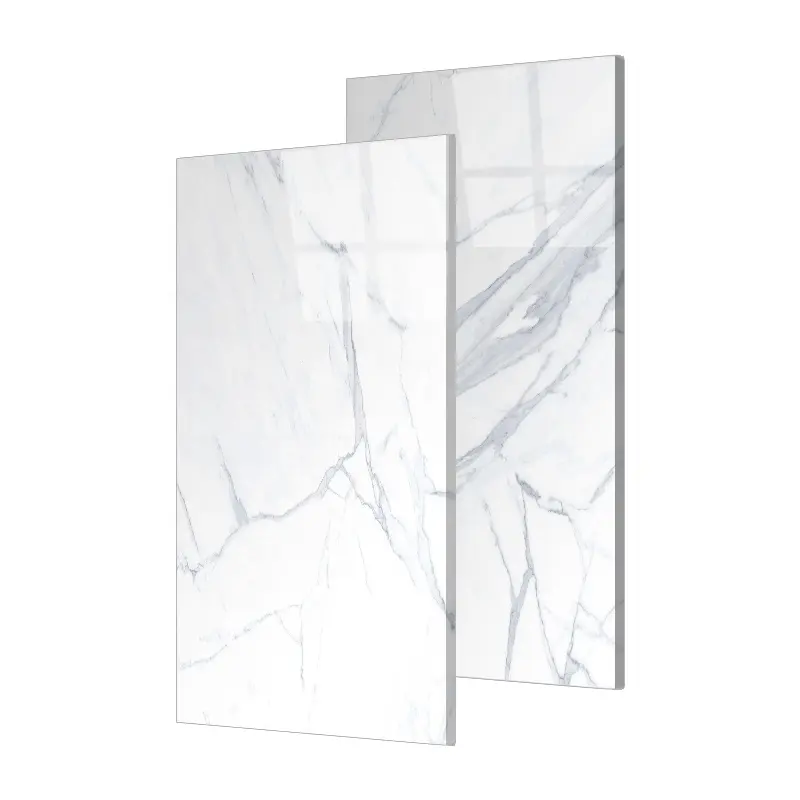 Foshan ucuz fiyat kapalı tasarım 60x120 gri damar beyaz zemin mermer seramik karo