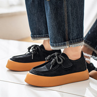 Chaussures Kangourou 2025 Automne Style Britannique Rétro Chaussures Casual Homme Couleur Unie Chaussures de Marche Fibre Superfine Respirante Maille Semelle Souple