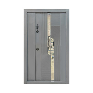 Porte blindée grise minimaliste moderne de style turc, anti-effraction, pour villa, appartement, ouverture manuelle à plat extérieure - Product Image 5