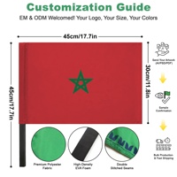 Drapeau du Maroc imprimé sur mesure OEM ODM 17,7x11,8 pouces avec poignée en EVA haute densité et mât flexible – Bannière pour supporters sportifs