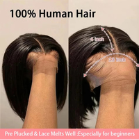 Rambut Manusia Bob Wig 200% Density 13x4 HD Transparan untuk Wig Bob Pendek Lurus Warna Pirang Cokelat Madu untuk Wanita Kulit Hitam