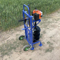 Perceuse à terre professionnelle à essence, type à poussée manuelle, tarière pour la plantation d'arbres, machines de terrassement, tarière à terre avec roue
