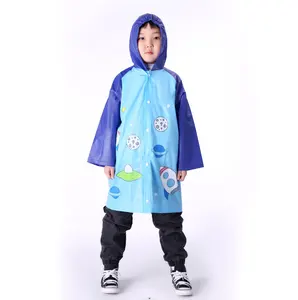 Hot selling rain gear manufacturers portable PVC blue foldable customize waterproof kids raincoat