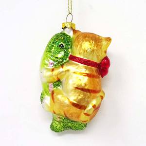 Ornements en verre soufflé en gros pendentif chat blanc de Noël assis sur le <span class=keywords><strong>poisson</strong></span> - Product Image 2