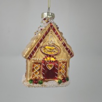 Ornement en verre soufflé en forme de maison en pain d'épices de haute qualité, adapté aux arbres de Noël et aux décorations de fêtes faites à la main