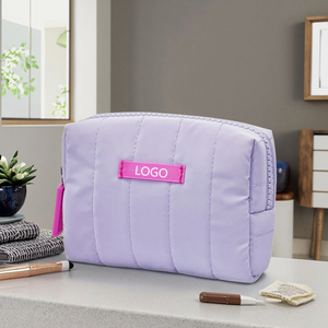 Water-resistance Padded Pink Polyester Makeup <strong>Bag</strong> Custom Logo OEM Wholesale Beauty Pouch Promotional Quilted Small <strong>Cosmetic</strong> <strong>Bag</strong> - Product Image 6