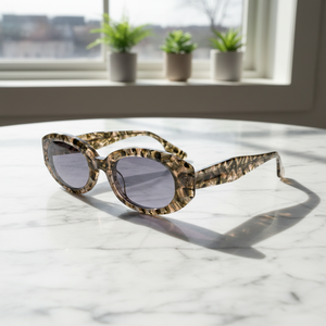 Kacamata Hitam Bingkai Plastik Oval Retro Klasik Model Baru, Kacamata Matahari Vintage Steam Punk Seksi untuk Wanita, Kacamata Hip-hop - Product Image 1