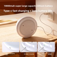Plafonnier LED rechargeable à détecteur de mouvement, sans fil, rond, à induction, pour placard, garde-manger, couloir, salle de bain