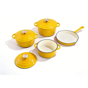 Juego de utensilios de cocina coloridos de <span class=keywords><strong>hierro</strong></span> fundido esmaltado, juego de <span class=keywords><strong>ollas</strong></span> para leche y sartenes para cocinar - Product Image 5