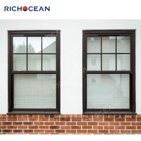 Fenêtres à double battant en aluminium durable de taille personnalisée RICHOCEAN, à double vitrage Low-E, pour villa