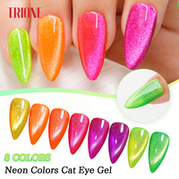 Kit de Gels Ongles Effet Œil de Chat Néon 2026 Sans HEMA, Gel Magnétique Fluorescent Pailleté 15ml, Vernis à Ongles UV LED Soak Off Marque Privée pour Salon