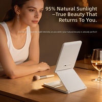 Miroir de maquillage LED pliable, miroir de vanité de bureau avec lumière, 3 couleurs, contrôle tactile, miroir cosmétique rechargeable, logo personnalisé