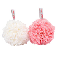 Éponge de bain en maille PE naturelle, jolie éponge de nettoyage du corps, en dentelle, pochette de bain, LOGO personnalisé, boule de bain exfoliante pour femmes, vente en gros