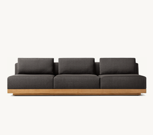 Ensemble de salon de jardin en forme de L, fauteuils de patio en bois, canapés d'hôtel, ensemble en teck pour villa, mobilier d'extérieur - Product Image 5