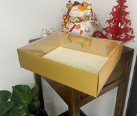 Boîte de présentation dorée avec couvercle transparent, grande boîte pliable en carton doré pour cadeaux, souvenirs, pâtisseries, snacks, traiteur