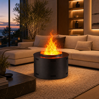Cheminée électrique d'intérieur moderne, foyer décoratif en acier inoxydable en forme de colonne avec télécommande et effet de flamme à vapeur