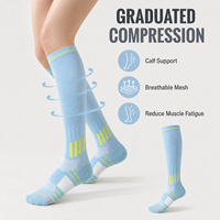 Chaussettes de sport pour hommes antidérapantes, anti-transpiration, à compression, soutien professionnel du mollet, hauteur genou, mélange 62% nylon, écologiques, pour la course à pied