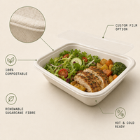Barquette pour repas prêts à consommer en bagasse de canne à sucre avec revêtement PET, faible coût de moulage personnalisé, sans PFAS, compostable, pour aliments surgelés
