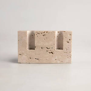 Porte-<span class=keywords><strong>bougie</strong></span> en travertin naturel fait main en Chine, <span class=keywords><strong>pour</strong></span> bougies longues, décoration de maison en pierre durable, Noël - Product Image 4