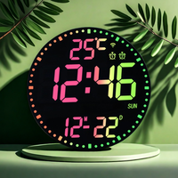 12 Zoll Elektronische LED RGB Nachtlichter Digitale Wecker-Wanduhr WLAN-App-Steuerung Kalender Einstellbare Helligkeit für Zuhause und Büro