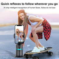 Estabilizador de Gimbal con Seguimiento Facial Automático por IA, Rotación de 360°, Control por Gestos con Luz RGB para Smartphones, Videos en Vivo y Vlogs