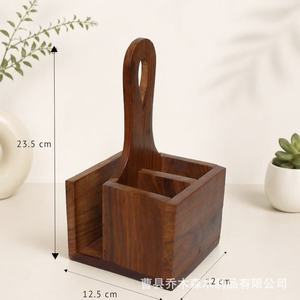 Wooden Cutlery Stand With Compartments For Knife Fork Chopstick <b>Storage</b> <b>Kitchen</b> Organizer Desktop <b>Storage</b> Box Multi Function - Product Image 3