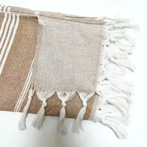 Original 100% Cotton Turkish Towel Foutas Your Print Beach Sand Free Towel With Tassels