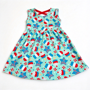 Vestido de Niña con Estampado de Seda de Leche, Diseño con Volantes y Lazo, Vestido para Niñas Pequeñas, OEM ODM Personalizado - Product Image 3