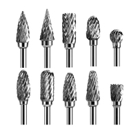 10 pièces carbure fraises ensemble 1/4 pouces tige Double coupe tungstène fichier rotatif pour meuleuse travail des métaux sculpture gravure