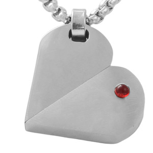 Collier avec pendentif en forme de cœur en acier inoxydable avec pierre précieuse rouge pour homme, cadeau, chaîne de 3,0*60 cm - Product Image 1
