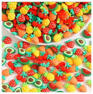 Charmes en résine Kawaii pour ongles, cabochons plats, fraise, ananas, pastèque, avocat, carotte, cerise, fruits et légumes - Product Image 1