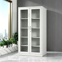 Armoire de classement commerciale moderne en acier avec porte vitrée battante, pliable et convertible, pour rangement de bureau à domicile réglable