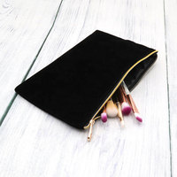 Sac de maquillage pliable en nylon avec fermeture éclair, personnalisable avec logo, en velours, pour femme, grand, petit, doré, idéal pour les voyages et comme cadeau