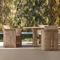 Ensemble de meubles d'extérieur Nordic Resort Villa Teck Table et chaise d'extérieur Hôtel Salle à manger PE Rotin Teck Chaise Patio Piscine Chaise de jardin