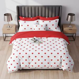 Juego de Funda Nórdica Moderna 100% Algodón con Fundas de Almohada, Diseño de Corazones Rojos para Decoración de Dormitorio - Product Image 2