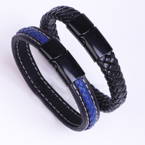 Nouveau bracelet magnétique en alliage de titane tressé en cuir rétro pour homme, modèle simple et polyvalent 0105, vente en gros - Product Image 4