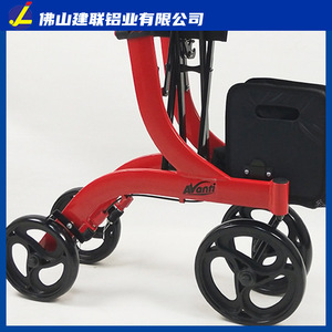 Déambulateur en alliage d'aluminium avec siège pour personnes âgées, léger et pliable, rouge - Product Image 3