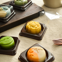 Fabricant Vente en gros 80g Petites boîtes Mooncake Couvercle transparent inférieur Emballage Dessert Mini boîte en plastique Conteneurs à emporter