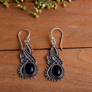ต่างหูออบซิเดียนออกซิไดซ์ เงินแท้ 925 ทำมือ พลอยสีดำ ของขวัญแต่งงานสำหรับผู้หญิง สไตล์โบโฮและฮิปปี้ - Product Image 6