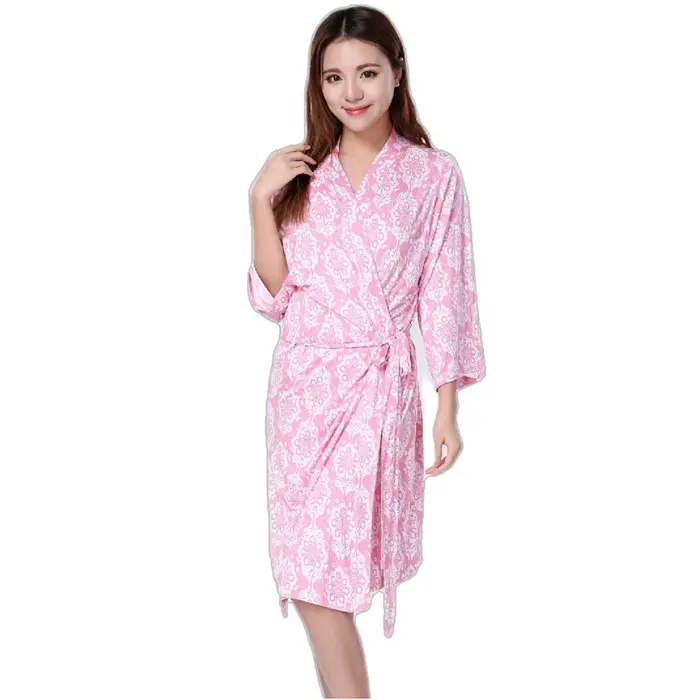 Bambu | Toptan müşteri etiketleme baskılı tasarımcı pijama bambu giyim pijama pijama Kimono Robe Femme PJs kadınlar