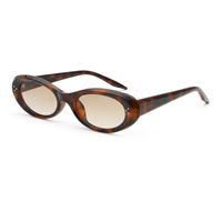 Lunettes de soleil ovales rétro de luxe OEM ODM, monture entièrement en acétate, verres dégradés marron/gris, lunettes de marque personnalisées